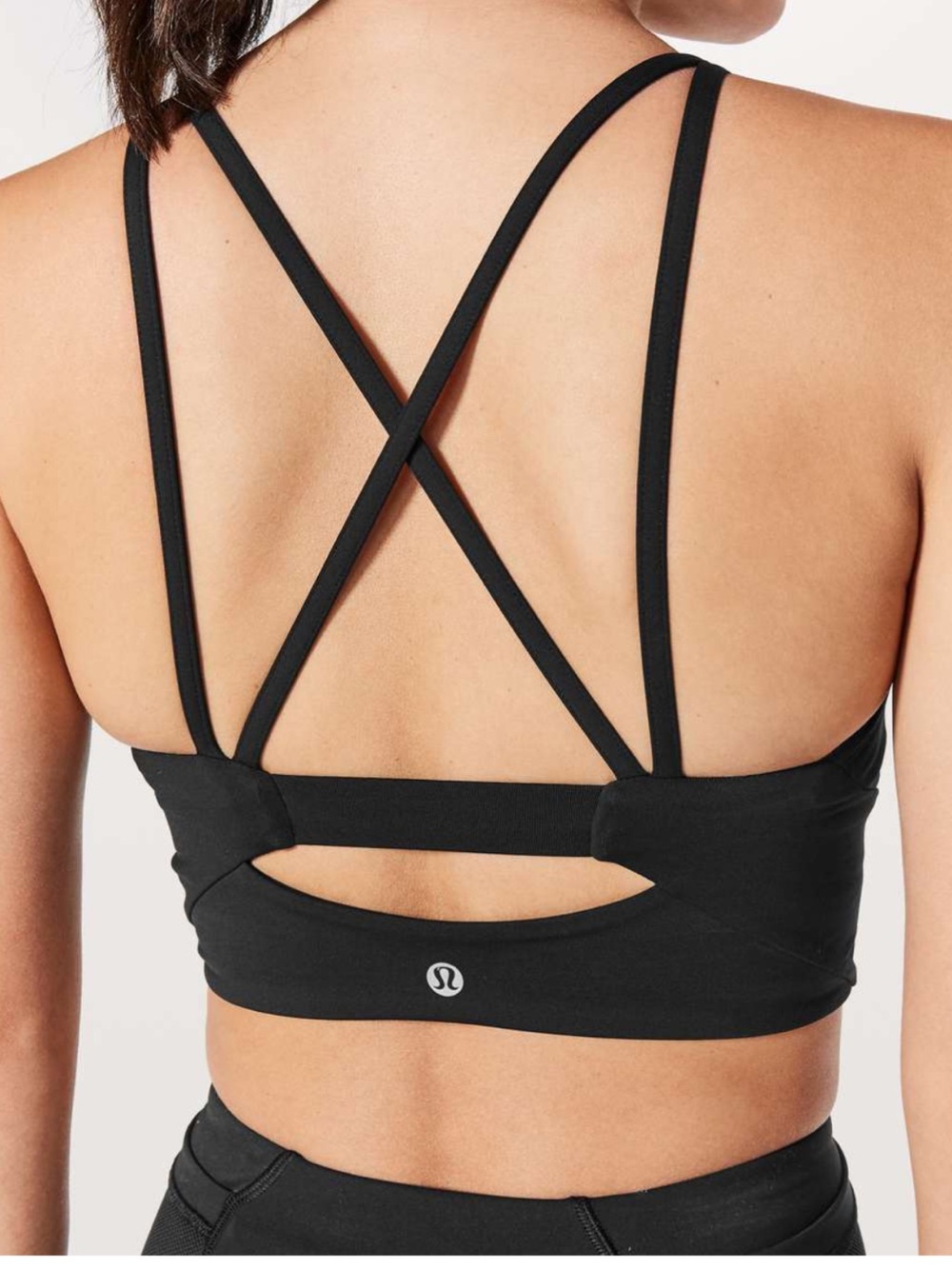 Lululemon Clip-In Long Line Bra - Black - Luxtreme Mesh High Neck